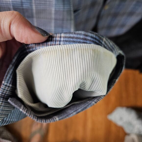 Savile Row Men’s Plaid Blazer Sport Coat Blue Gray Check Classic 42R - Picture 3 of 4